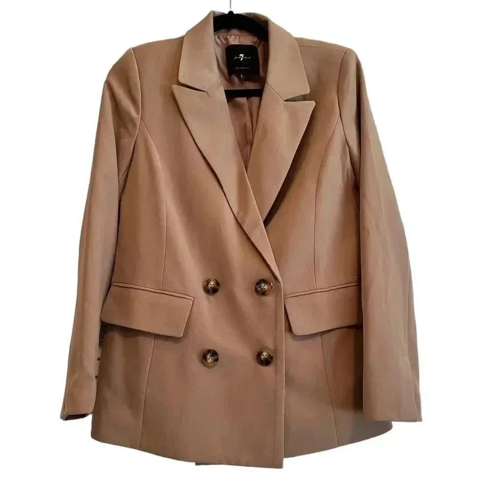 7 for all mankind, blush/nude double breasted blazer